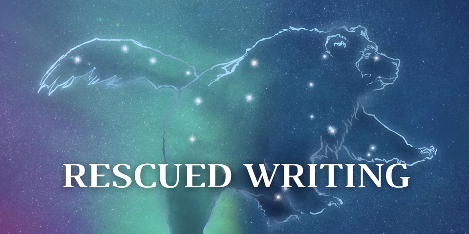 Branded banner image with text: rescued writing.